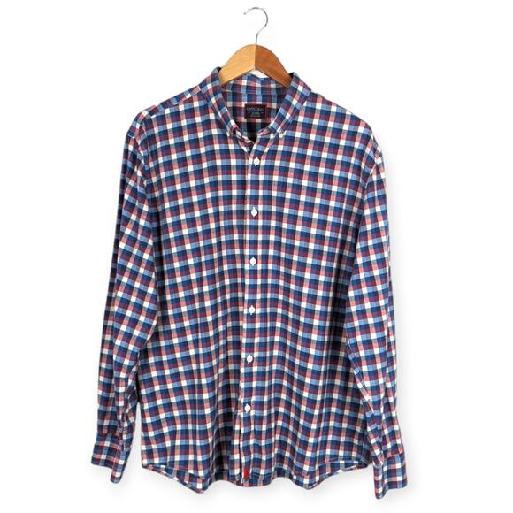 UNTUCKit‎ Slim Fit Red White Blue Plaid Check Print Button Down Shirt Size XL - Picture 1 of 8